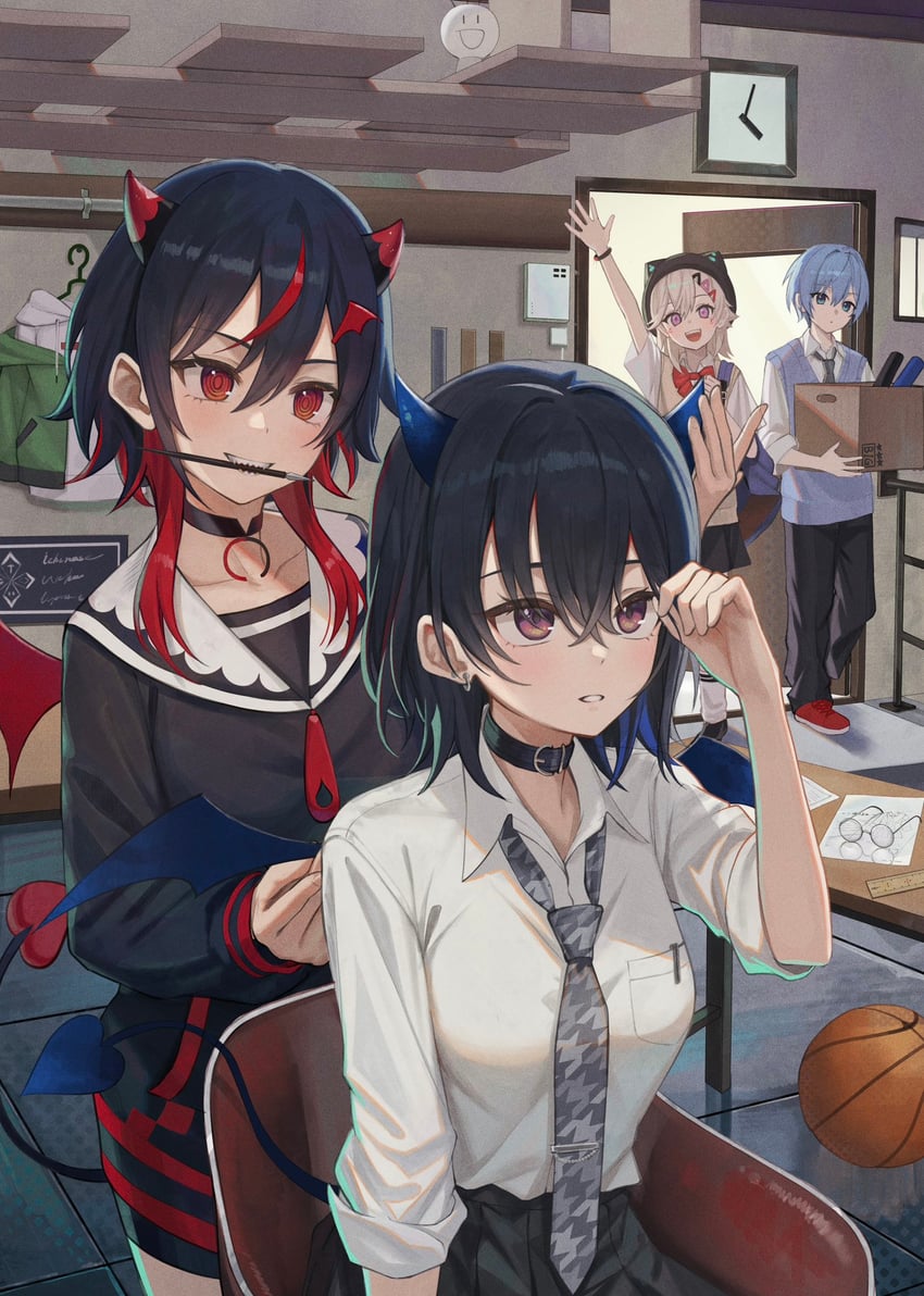 ichinose uruha, komori met, shirayuki reid, and achiki (indie virtual youtuber and 3 more) drawn by shakkiyi
