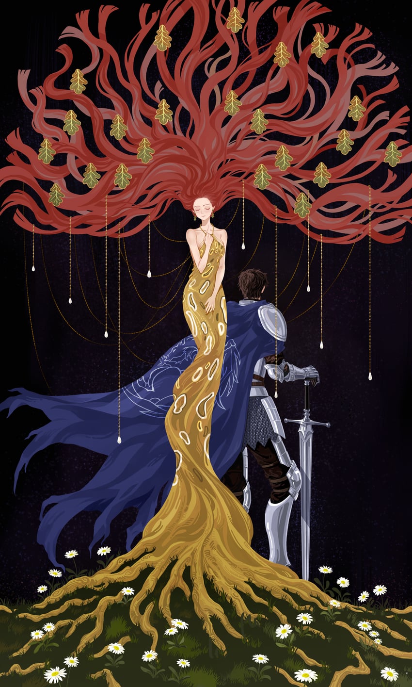 maximilian calypse and riftan calypse (under the oak tree) drawn by fatlulu_(1008)
