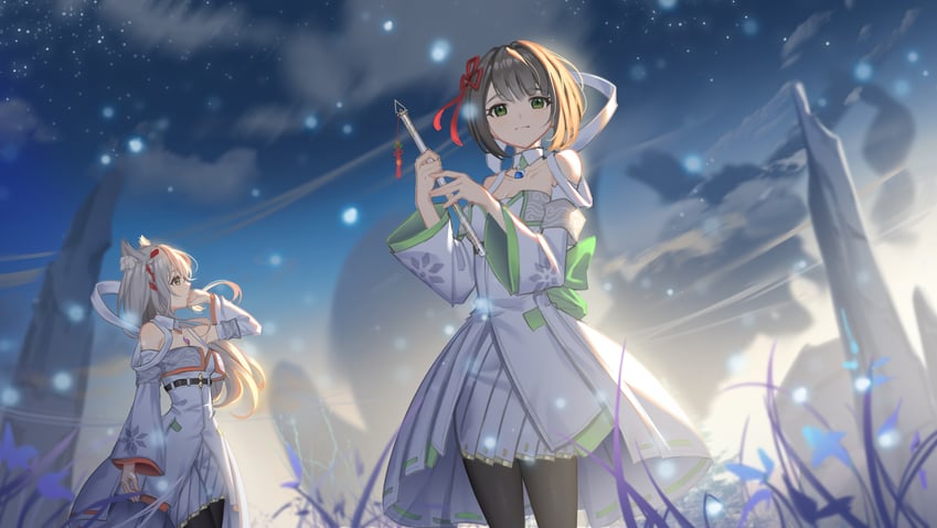 mio and miyabi (xenoblade chronicles and 1 more) drawn by al_guang
