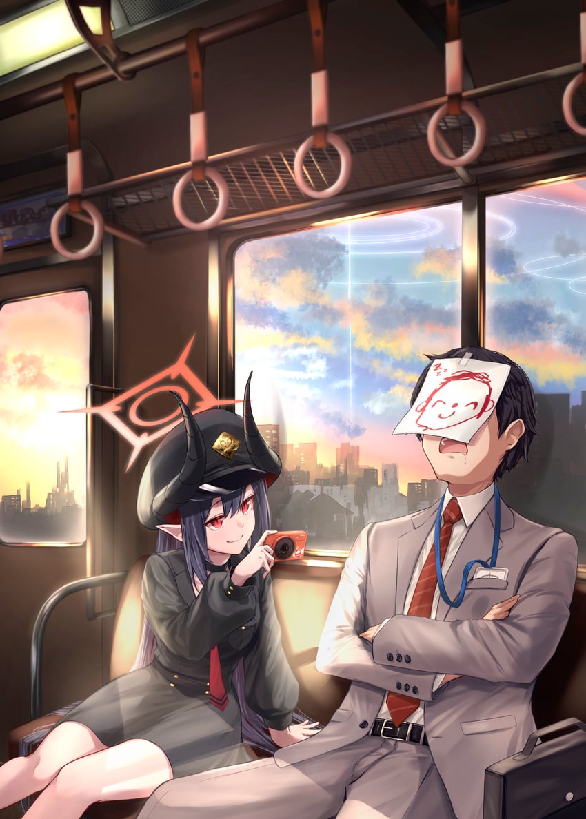 sensei, doodle sensei, and chiaki (blue archive) drawn by kokage_yugure