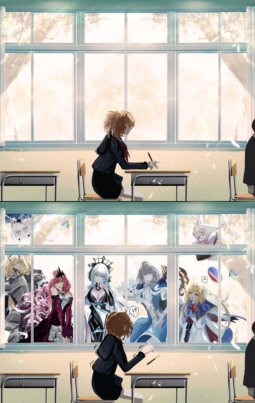 artoria pendragon, fujimaru ritsuka, baobhan sith, morgan le fay, artoria caster, and 5 more (fate and 1 more) drawn by antinese