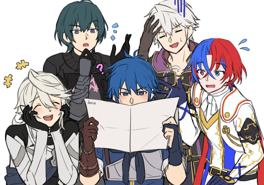 male byleth, male robin, male corrin, male alear, and male kris (fire emblem and 5 more) drawn by zuzu_(ywpd8853)