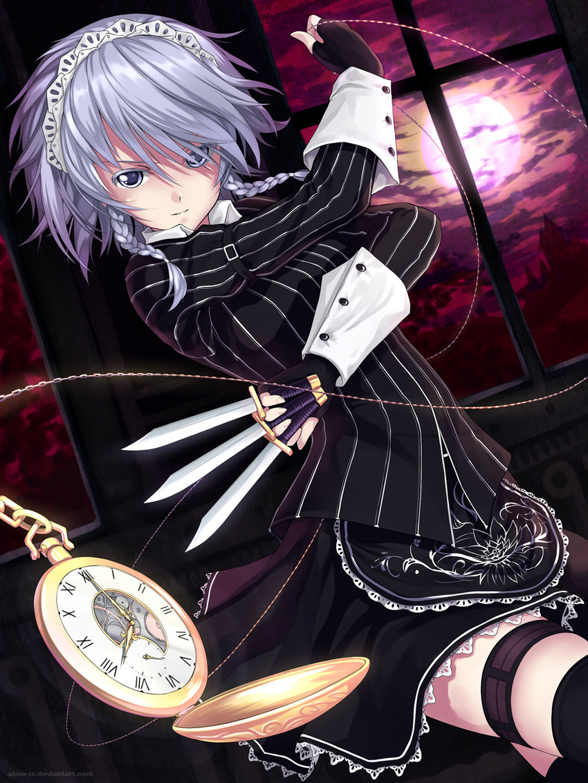 izayoi sakuya (touhou and 2 more) drawn by atomix