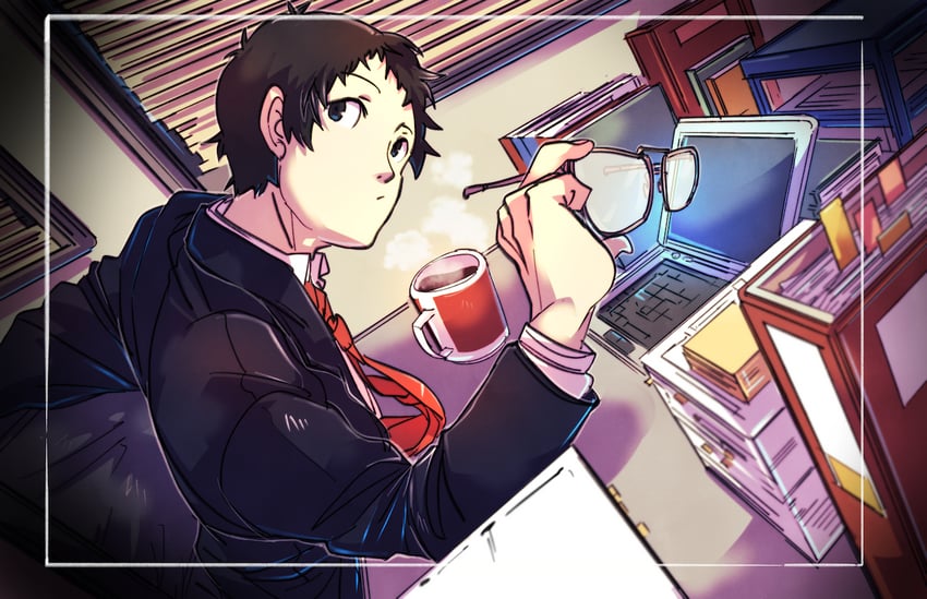 adachi tooru (persona and 1 more) drawn by kuga_hotaru