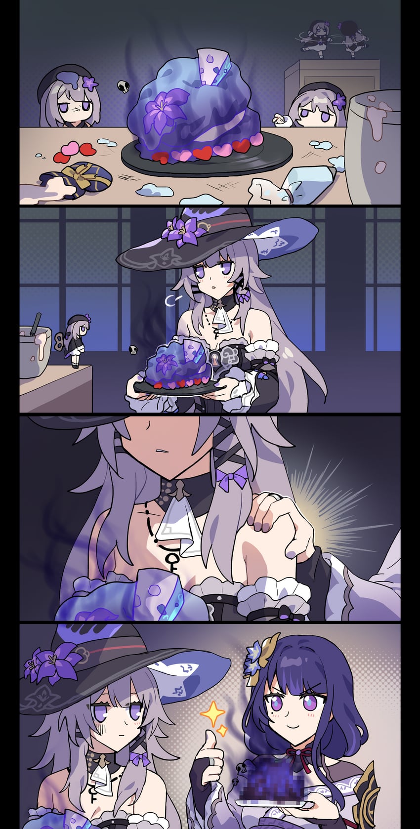 raiden shogun, herta, and the herta (genshin impact and 3 more) drawn by sakana_(fishchunk)