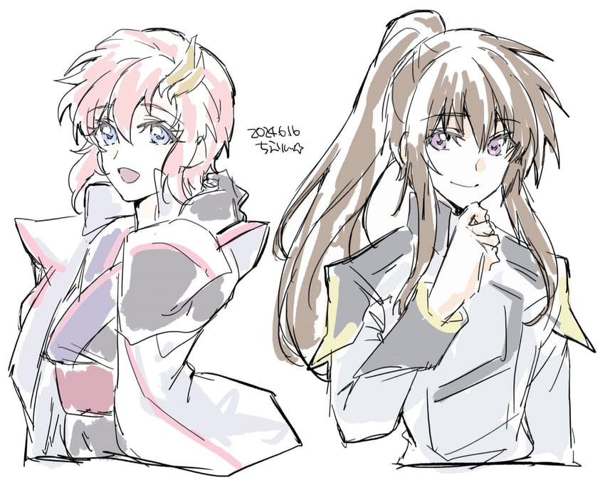 lacus clyne and kira yamato (gundam and 2 more) drawn by yanada_kiyorin