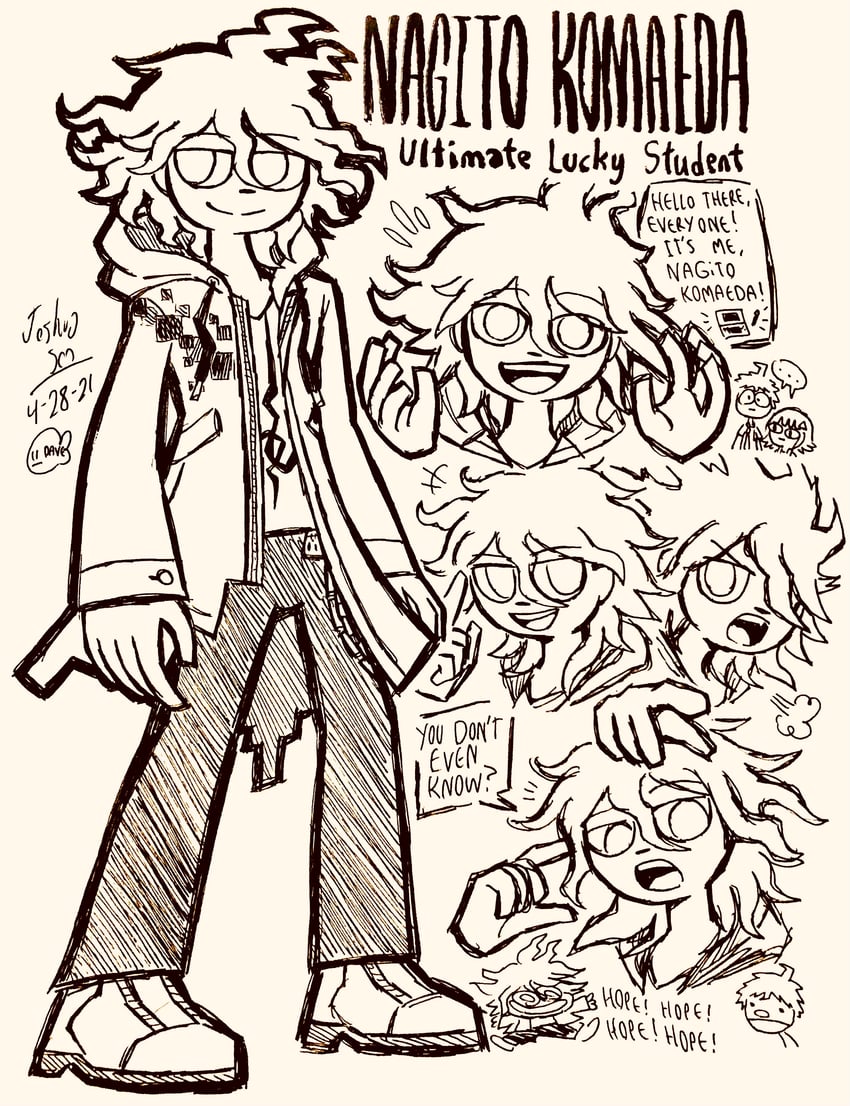 nanami chiaki, komaeda nagito, and hinata hajime (danganronpa and 1 more) drawn by josh-s26