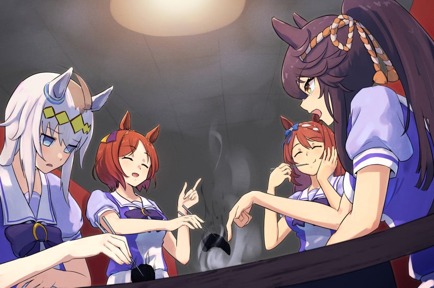oguri cap, narita brian, super creek, and sakura laurel (umamusume and 1 more) drawn by harakomeshi