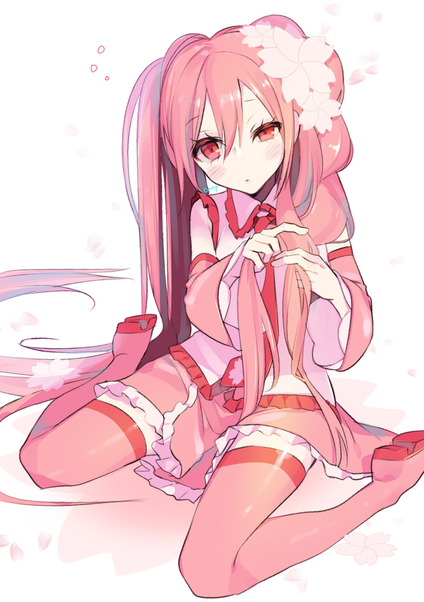 hatsune miku and sakura miku (vocaloid) drawn by omucchan_(omutyuan)