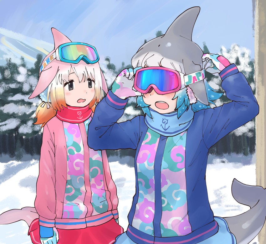 common bottlenose dolphin and chinese white dolphin (kemono friends and 1 more) drawn by rumenia_(ao2is)