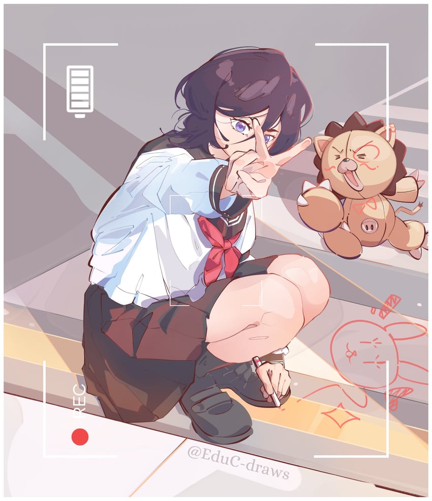 kuchiki rukia, kon, and chappy (bleach) drawn by educ_draws