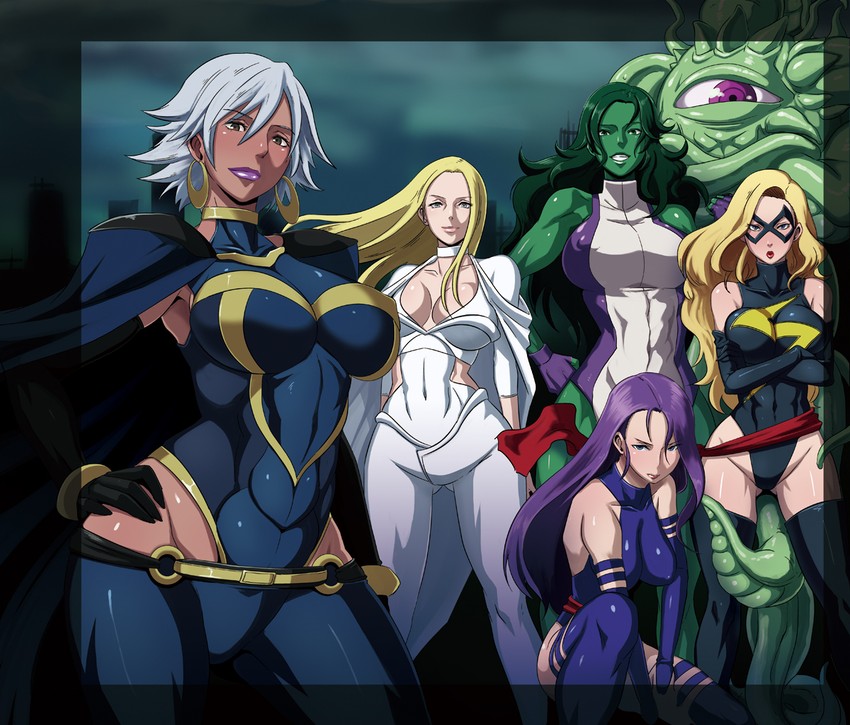 psylocke, emma frost, storm, she-hulk, ms. marvel, and 3 more (marvel and 1 more) drawn by butcha-u
