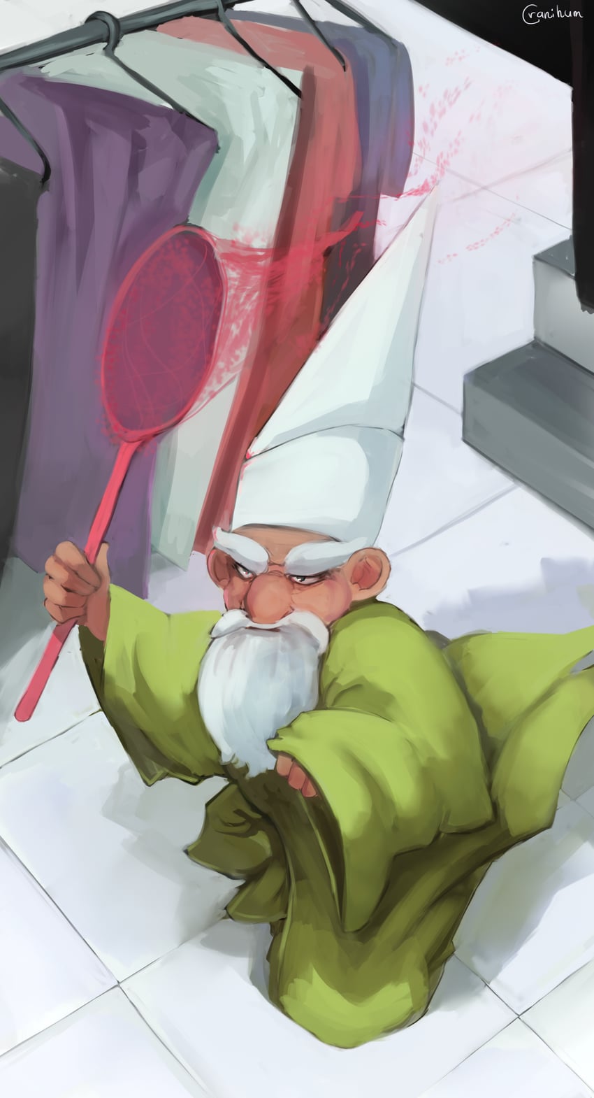 tiny green mall wizard (original) drawn by cranihum