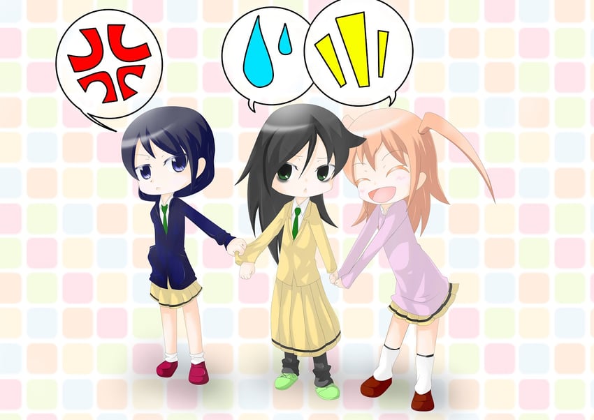 kuroki tomoko, tamura yuri, and nemoto hina (watashi ga motenai no wa dou kangaetemo omaera ga warui!) drawn by melzel