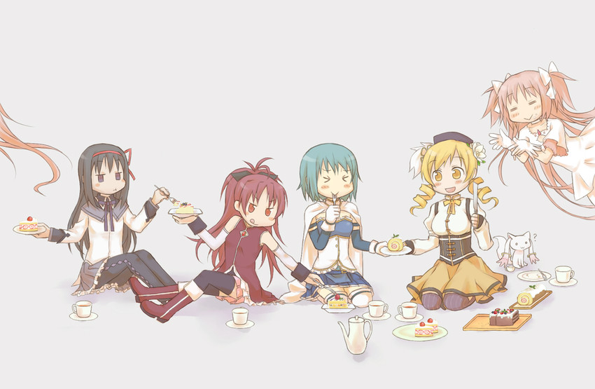 akemi homura, kaname madoka, miki sayaka, sakura kyoko, tomoe mami, and 2 more (mahou shoujo madoka magica) drawn by tori_(torashimaneko)