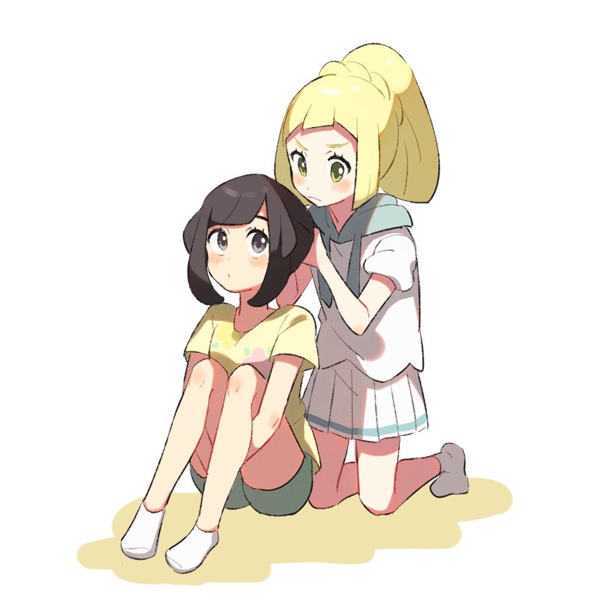 lillie and selene (pokemon and 1 more) drawn by unapoppo