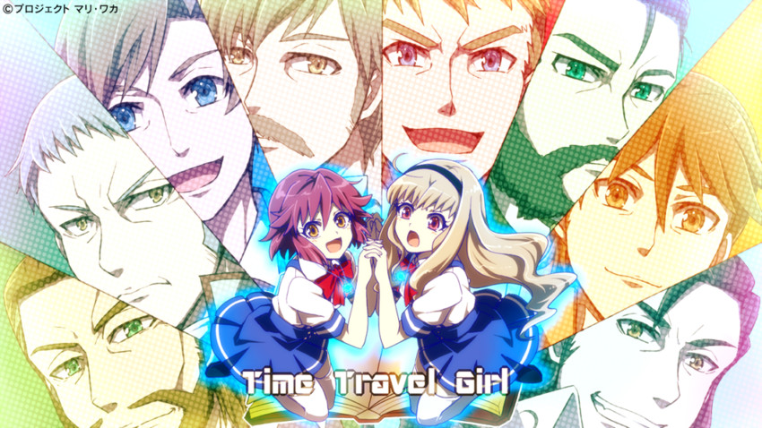mizuki waka, hayase mari, thomas edison, benjamin franklin, alexander graham bell, and 5 more (time travel shoujo: mari waka to 8-nin no kagakusha-tachi) drawn by akasata