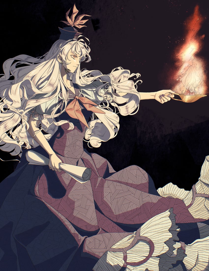 fujiwara no mokou and kamishirasawa keine (touhou) drawn by yuuzixinxian