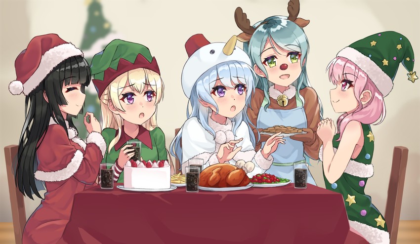hikawa sayo, maruyama aya, matsubara kanon, shirasagi chisato, and shirokane rinko (bang dream!) drawn by kimi_tsuru