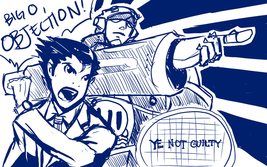 phoenix wright, roger smith, and big o (ace attorney and 1 more) drawn by did-you-reboot