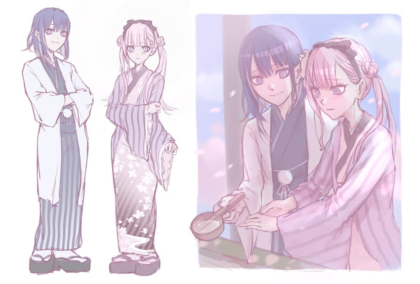 tsukumo kako and tsukumo ima (the hundred line -last defense academy-) drawn by pkpkpkpkpoko