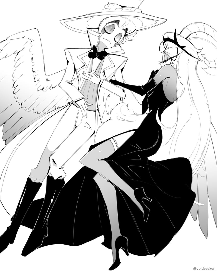 lucifer morningstar and lilith (hazbin hotel) drawn by voidseeker