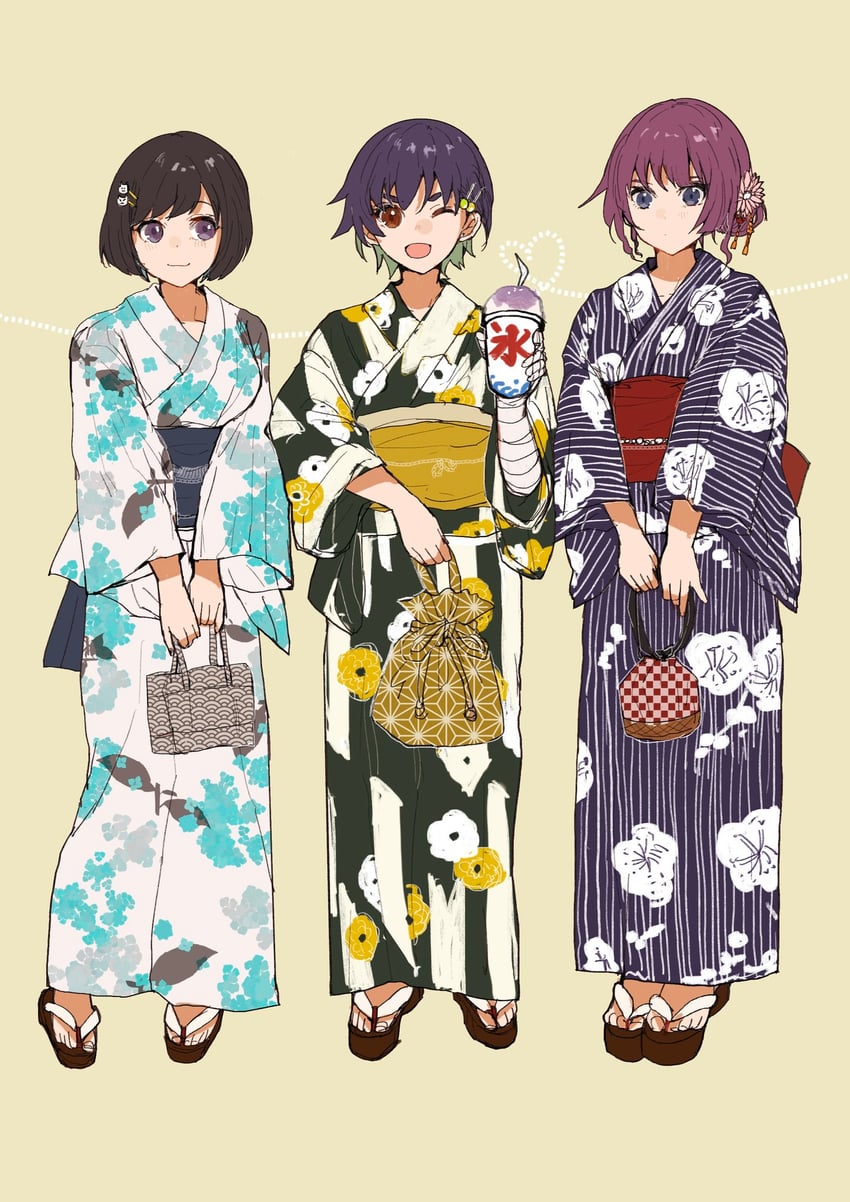 senjougahara hitagi, hanekawa tsubasa, and kanbaru suruga (monogatari and 1 more) drawn by valhalla0707