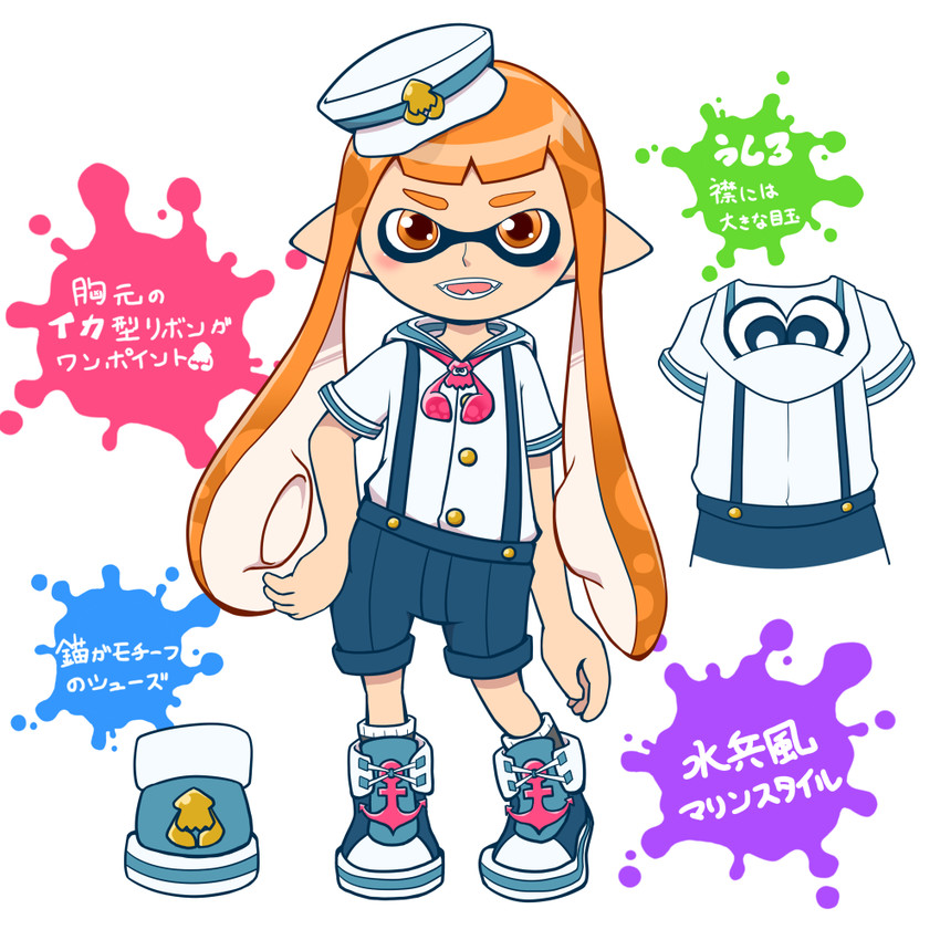 inkling player character and inkling girl (splatoon and 1 more) drawn by pisho