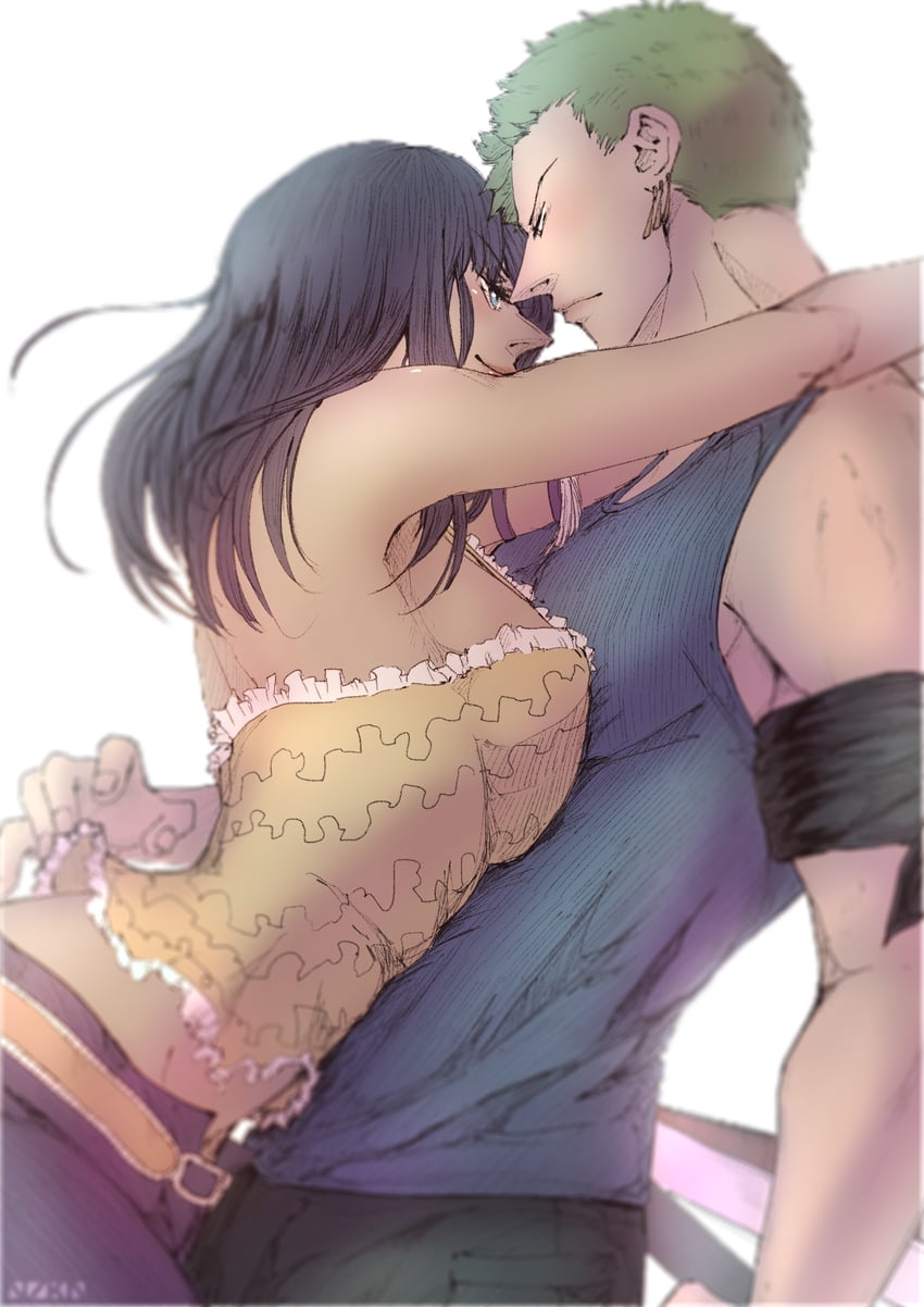 nico robin and roronoa zoro (one piece) drawn by nzkn