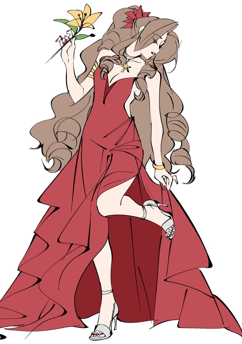 aerith gainsborough (final fantasy and 2 more) drawn by mianmian741