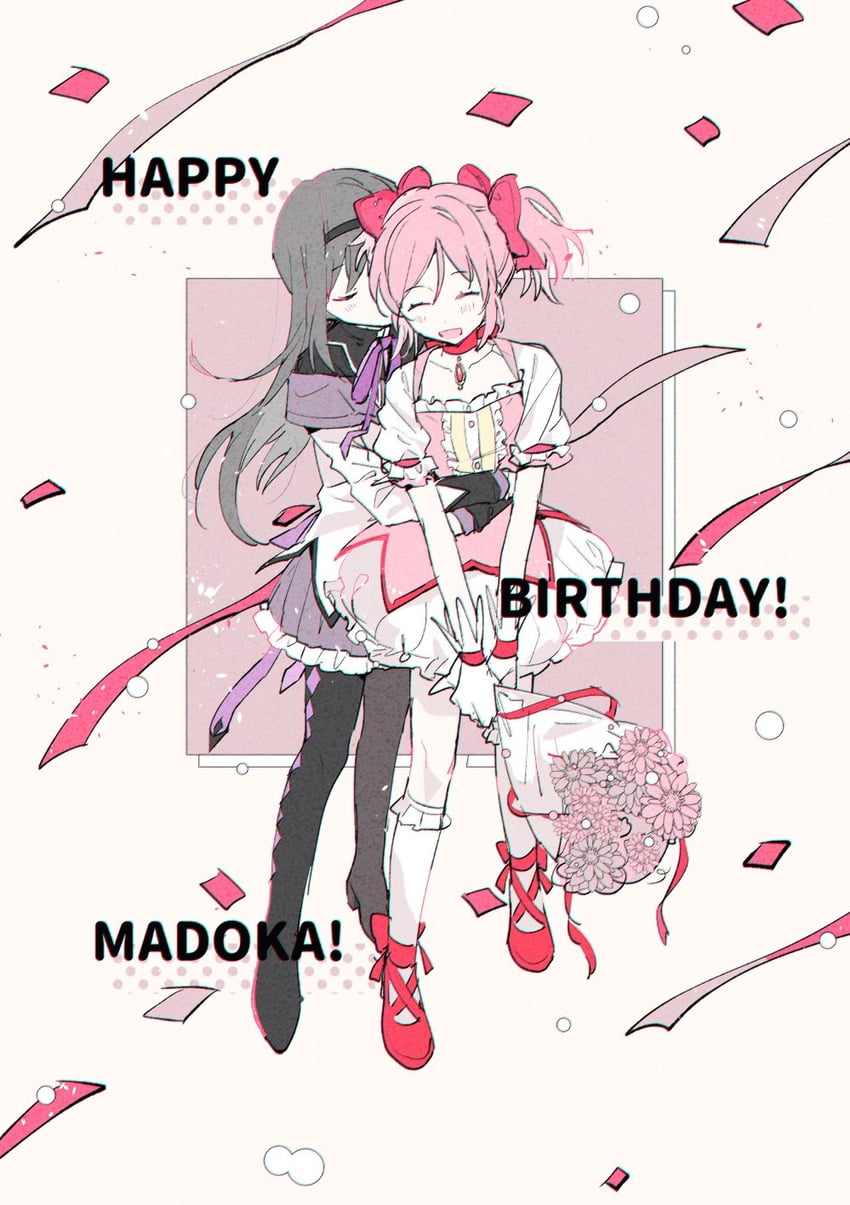 akemi homura and kaname madoka (mahou shoujo madoka magica) drawn by pipi_o_(pipioo08)