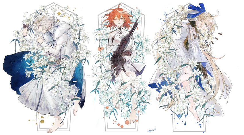 artoria pendragon, fujimaru ritsuka, artoria caster, and oberon (fate and 1 more) drawn by yuta_kbut