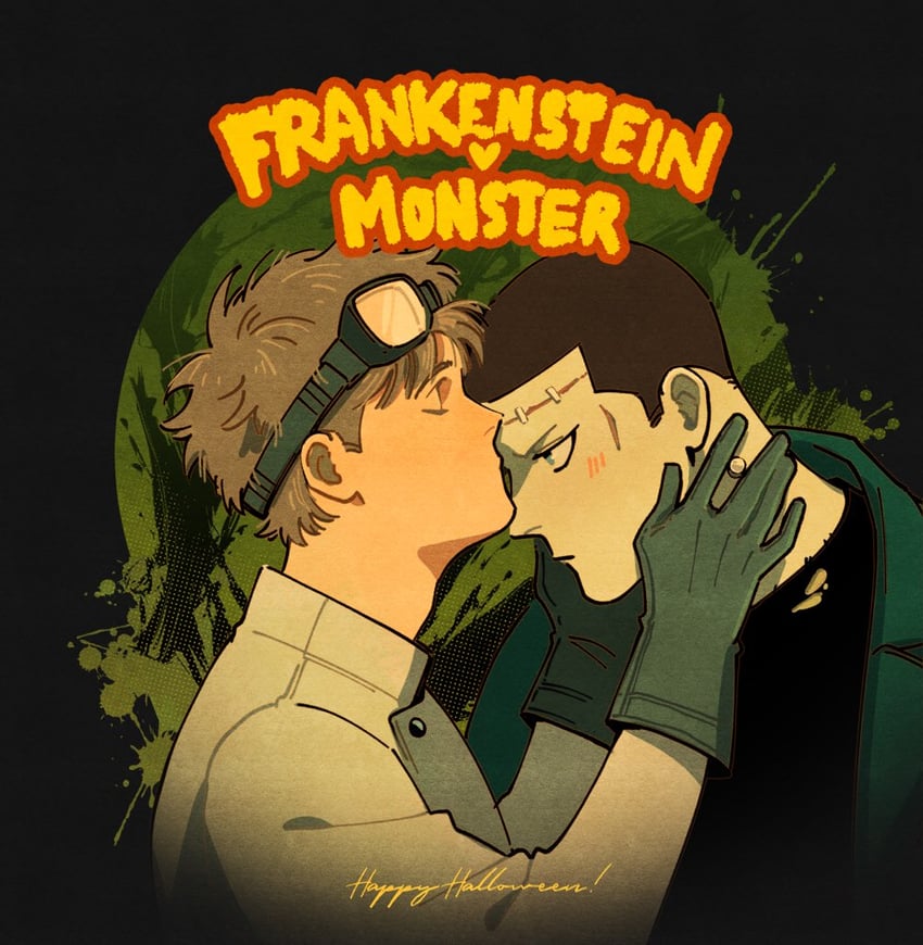 frankenstein's monster, adam parrish, ronan lynch, and victor frankenstein (frankenstein and 1 more) drawn by catbishonen