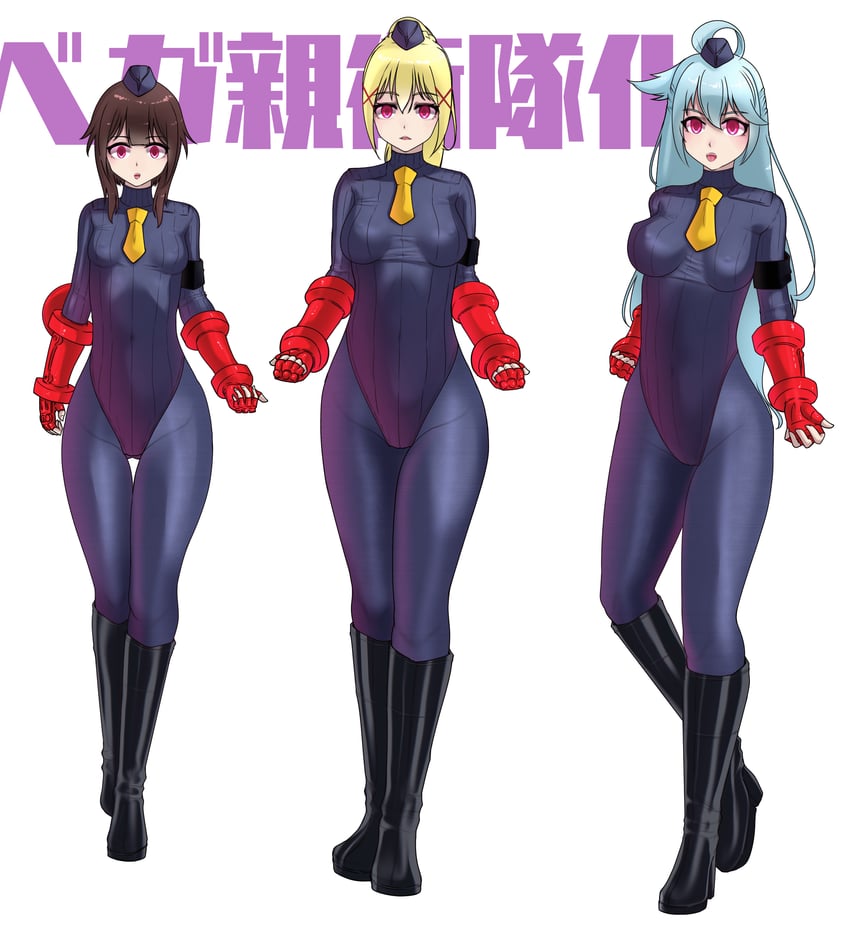 megumin, aqua, and darkness (street fighter and 2 more) drawn by 0wa3253b34g0d2h