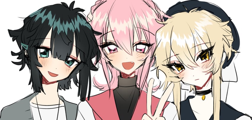 envy elika, seto ariana, and nev forest (original) drawn by koyashaka