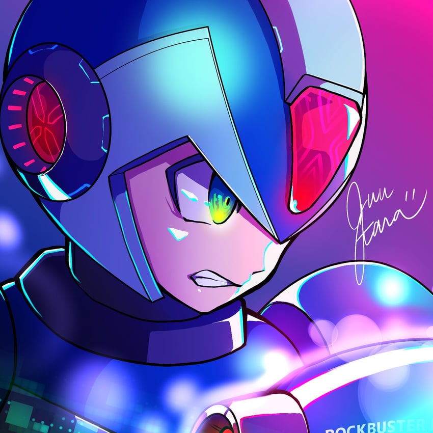 x (mega man and 1 more) drawn by guutara