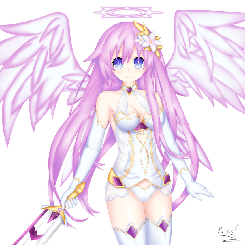 purple heart, nepgear, and purple sister (neptune and 1 more) drawn by rhapsofree