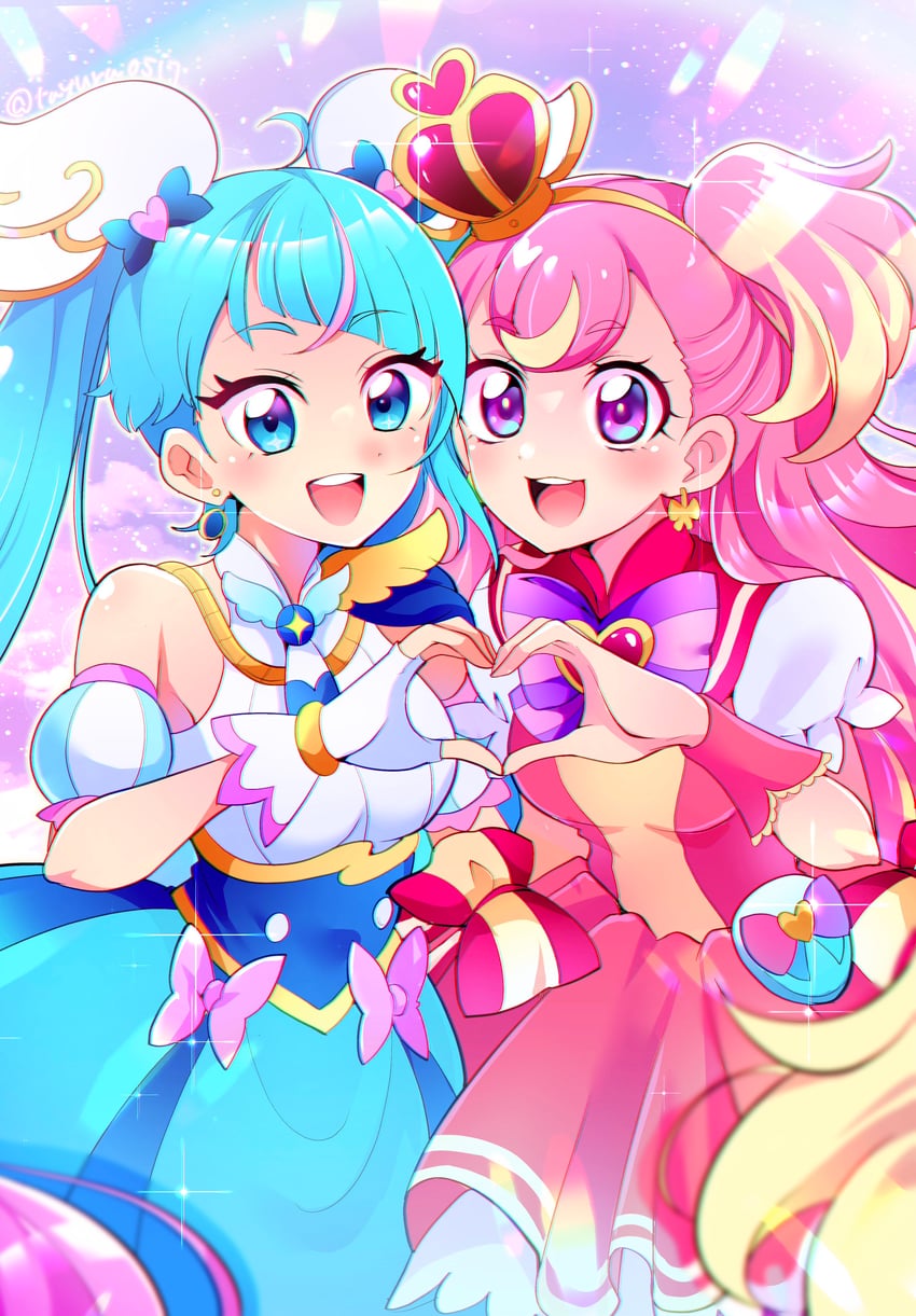 sora harewataru, cure sky, inukai komugi, and cure wonderful (precure and 2 more) drawn by mitsuki_tayura