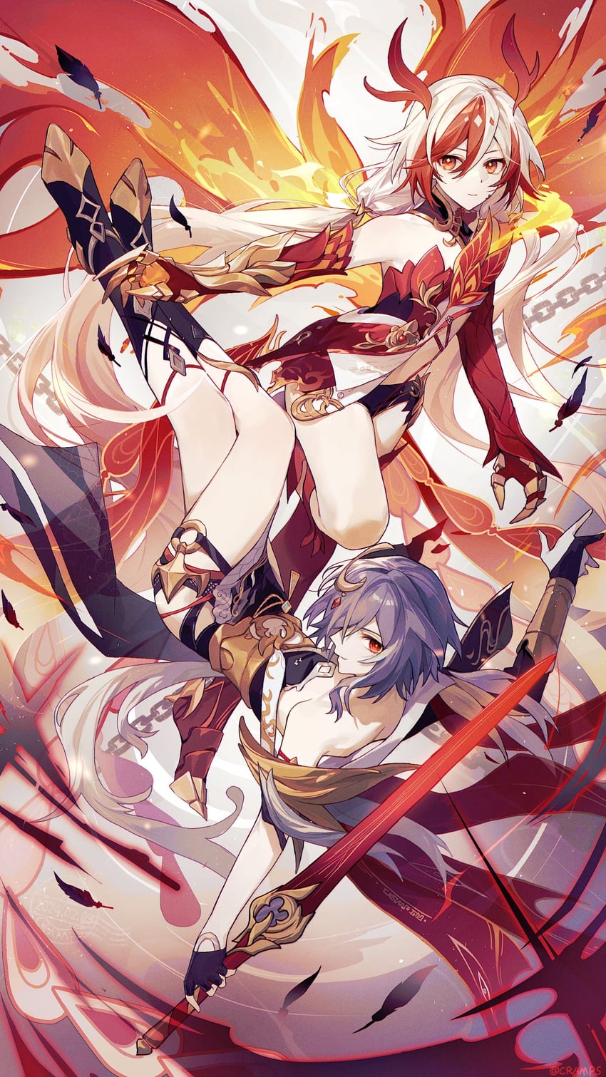 fu hua and herrscher of sentience (honkai and 1 more) drawn by cramps_(exspmarc)