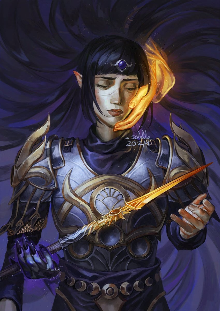 shadowheart, shar, and selune (dungeons & dragons and 2 more) drawn by solelle