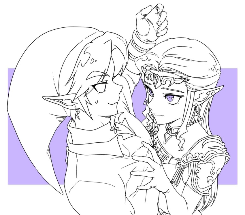 link and princess zelda (the legend of zelda and 1 more) drawn by tnp