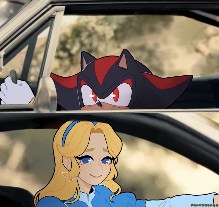 shadow the hedgehog and maria robotnik (sonic and 2 more) drawn by fravoccado