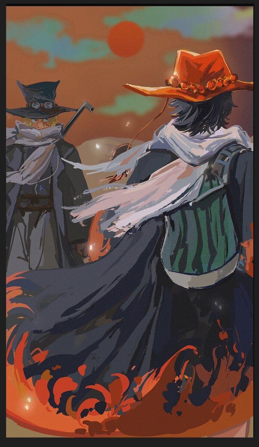 portgas d. ace and sabo (one piece) drawn by shiyuzai