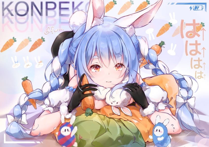 usada pekora and don-chan (hololive) drawn by uchuunin