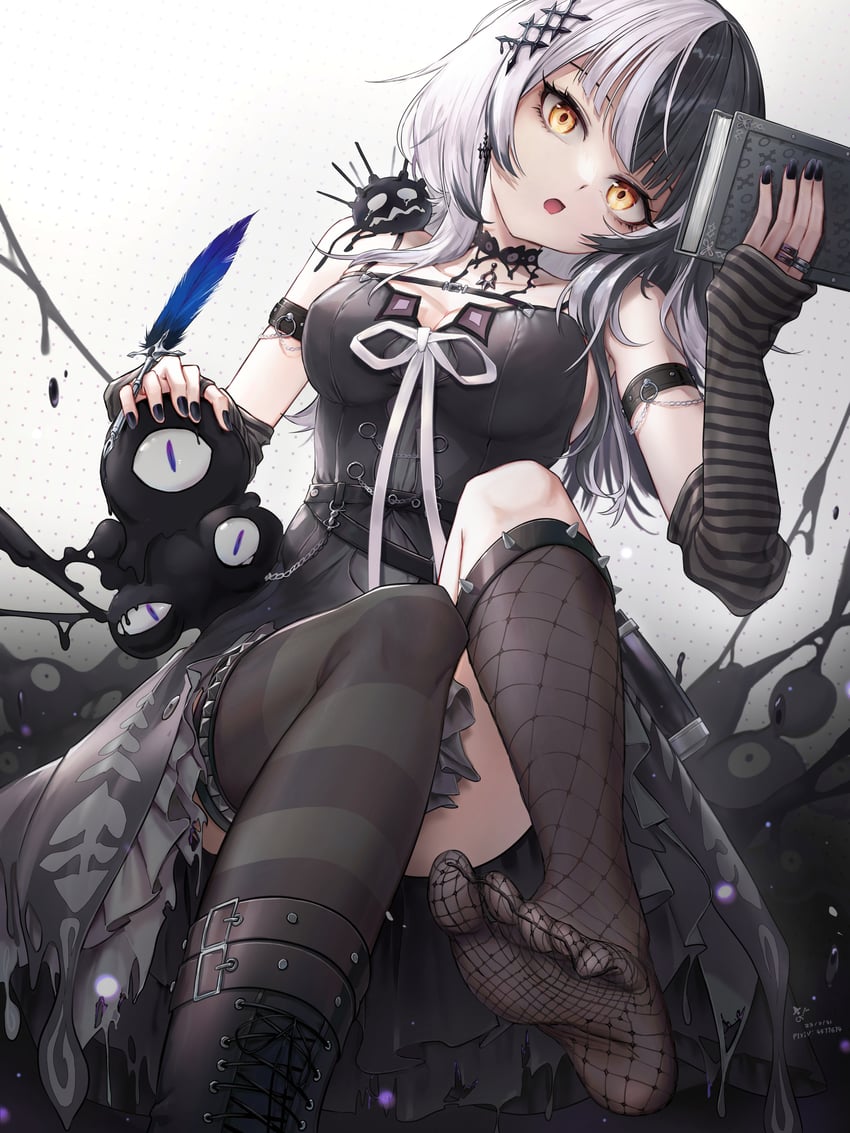shiori novella and yorick (hololive and 1 more) drawn by qiaogun_damodao