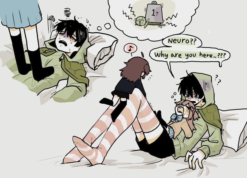 neuro-sama, evil neuro-sama, and vedal987 (vedal ai) drawn by owo_uou