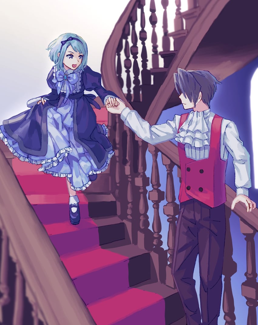 miles edgeworth and franziska von karma (ace attorney) drawn by oshaberi_usagi