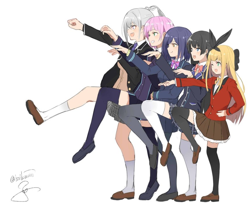 tsukino mito, higuchi kaede, shizuka rin, mononobe alice, and yuuhi riri (nijisanji) drawn by isshiki_(ffmania7)