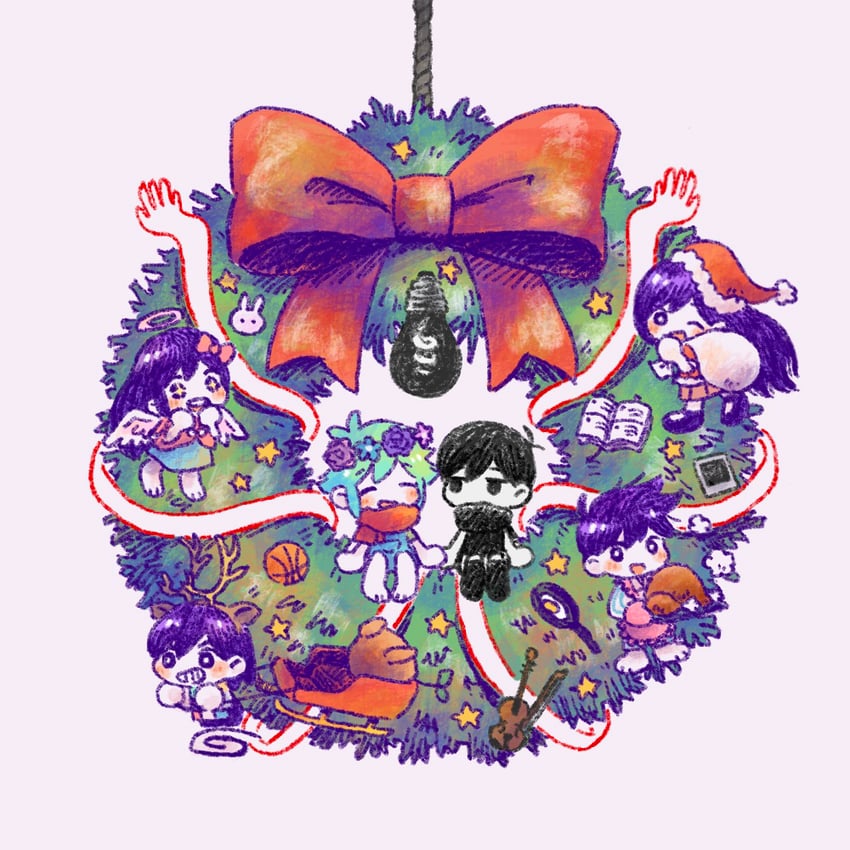 omori, basil, aubrey, mari, kel, and 1 more (omori) drawn by sun_iiinu