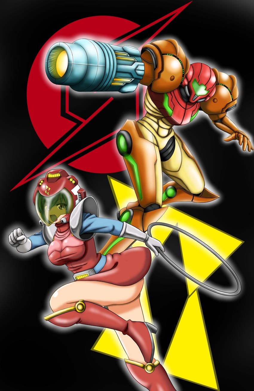 samus aran and kanda momo (metroid and 1 more) drawn by megi2009